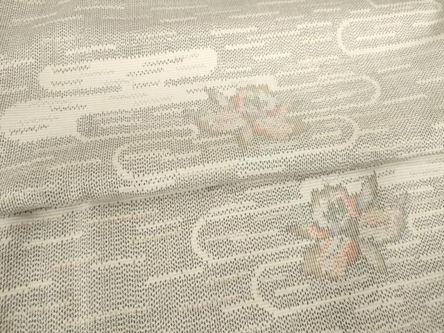 平和屋着物●上質な紬 エ霞花文 やまと誂製 正絹 逸品 AABE4149ck