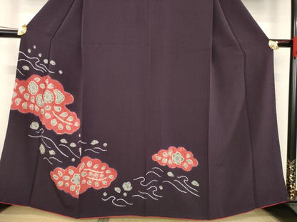 平和屋着物●訪問着　辻が花　絞り　雲取り花文　正絹　逸品　AABE4151ck