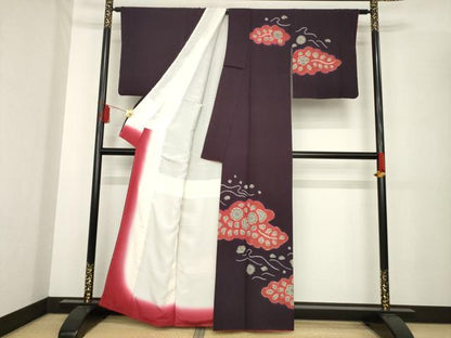 平和屋着物●訪問着　辻が花　絞り　雲取り花文　正絹　逸品　AABE4151ck