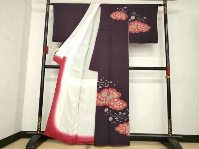 平和屋着物●訪問着　辻が花　絞り　雲取り花文　正絹　逸品　AABE4151ck