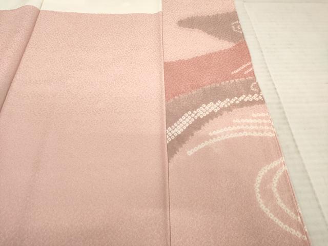 平和屋着物●訪問着　絞り　刺繍　流水花文　金彩　正絹　逸品　AABE4159ck