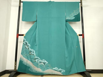 平和屋着物●訪問着　作家物　刺繍　草花文　金彩　正絹　逸品　AABE4179ck