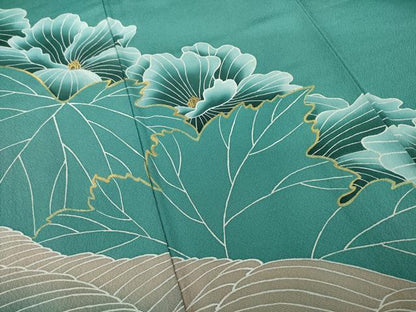 平和屋着物●訪問着　作家物　刺繍　草花文　金彩　正絹　逸品　AABE4179ck
