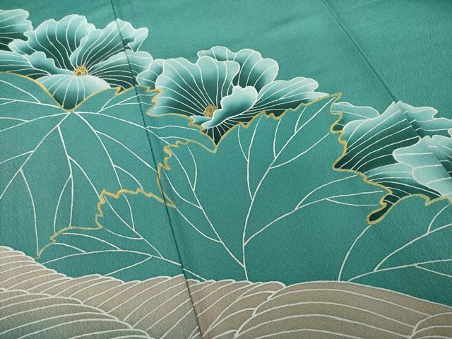 平和屋着物●訪問着　作家物　刺繍　草花文　金彩　正絹　逸品　AABE4179ck