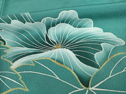 平和屋着物●訪問着　作家物　刺繍　草花文　金彩　正絹　逸品　AABE4179ck