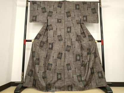 平和屋着物●本場大島紬　カタス7マルキ　色紙花文　正絹　逸品　AABE4180ck