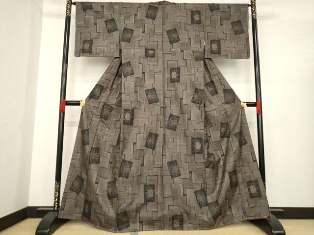 平和屋着物●本場大島紬　カタス7マルキ　色紙花文　正絹　逸品　AABE4180ck