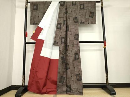 平和屋着物●本場大島紬　カタス7マルキ　色紙花文　正絹　逸品　AABE4180ck