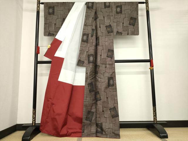 平和屋着物●本場大島紬　カタス7マルキ　色紙花文　正絹　逸品　AABE4180ck