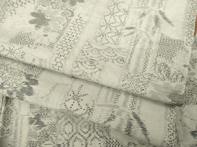 平和屋着物●上質な紬　短冊花文　正絹　逸品　AABE4183ck