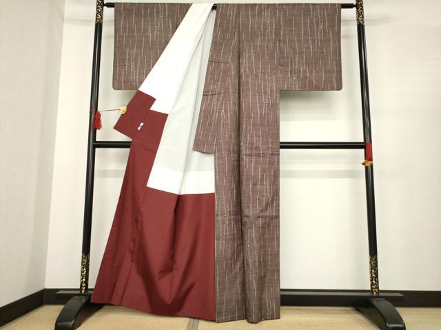 平和屋着物●本場大島紬 一元7マルキ 総絣 蕾 正絹 逸品 AABE4187ck