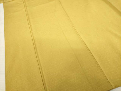 平和屋着物●増井一平の世界 色無地 三日月地紋 山吹茶色 正絹 逸品 AABE4189ck