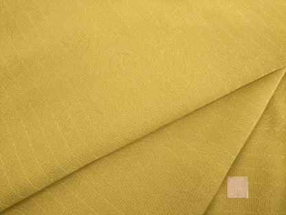 平和屋着物●増井一平の世界 色無地 三日月地紋 山吹茶色 正絹 逸品 AABE4189ck