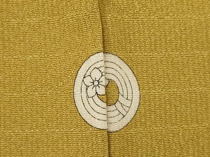 平和屋着物●増井一平の世界 色無地 三日月地紋 山吹茶色 正絹 逸品 AABE4189ck