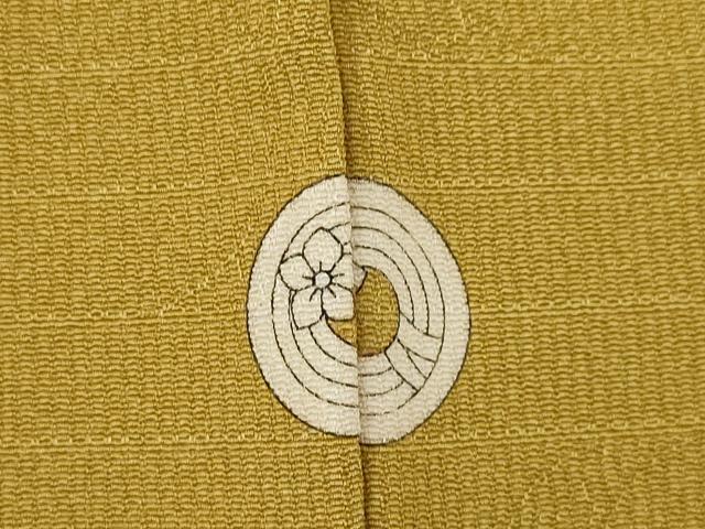 平和屋着物●増井一平の世界 色無地 三日月地紋 山吹茶色 正絹 逸品 AABE4189ck