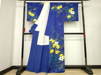 平和屋着物●訪問着　草花文　正絹　逸品　AABE4191ck