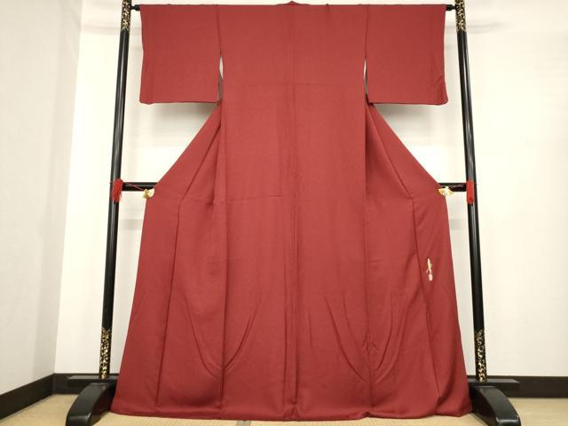 平和屋着物●本草木染作家　瑞鳳　色無地　葡萄茶色　ロング丈　正絹　逸品　AABE4199ck