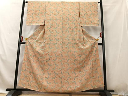 平和屋着物■上質な小紋　幾何学鳳凰文　正絹　逸品　AABE4205uw