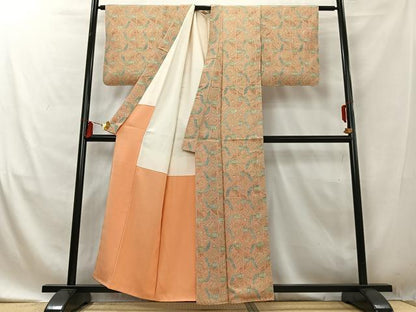 平和屋着物■上質な小紋　幾何学鳳凰文　正絹　逸品　AABE4205uw