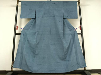 平和屋着物▽本塩沢 単衣 枝葉文 正絹 逸品 AABE4243jh
