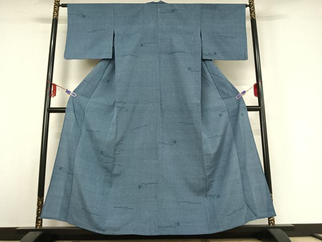 平和屋着物▽本塩沢 単衣 枝葉文 正絹 逸品 AABE4243jh