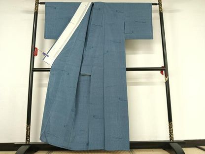 平和屋着物▽本塩沢 単衣 枝葉文 正絹 逸品 AABE4243jh