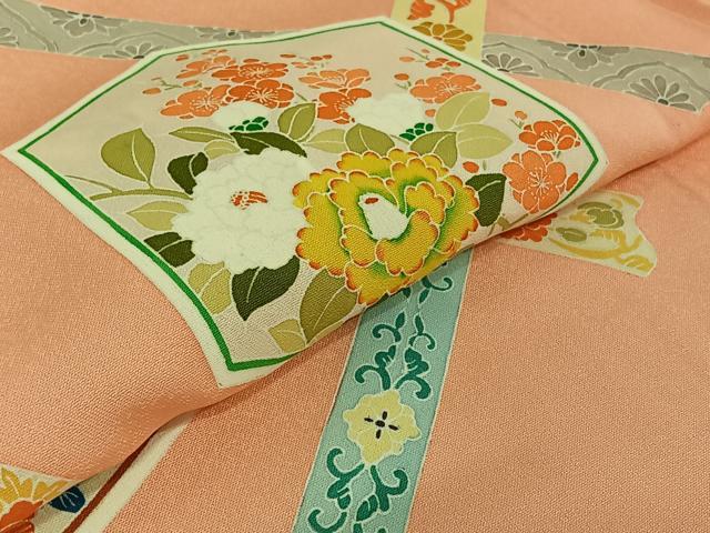 平和屋着物▽訪問着 単衣 亀甲花文 正絹 逸品 AABE4246jh