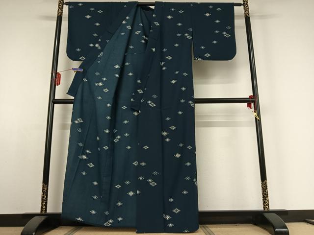平和屋着物▽上質な小紋 単衣 花菱文 正絹 逸品 AABE4253jh