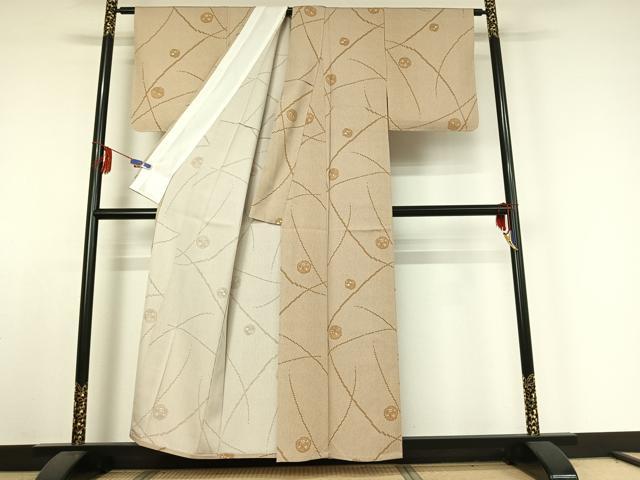 平和屋着物▽上質な小紋 単衣 鴛鴦花文 正絹 逸品 AABE4255jh