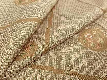 平和屋着物▽上質な小紋 単衣 鴛鴦花文 正絹 逸品 AABE4255jh