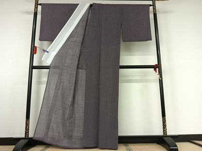 平和屋着物▽小紋 単衣 縞 洗える着物 AABE4258jh