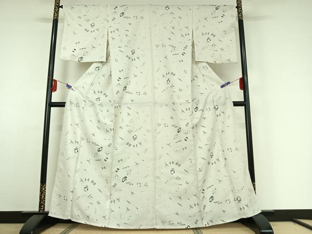 平和屋着物▽小紋 単衣 宝尽くし文 洗える着物 AABE4261jh
