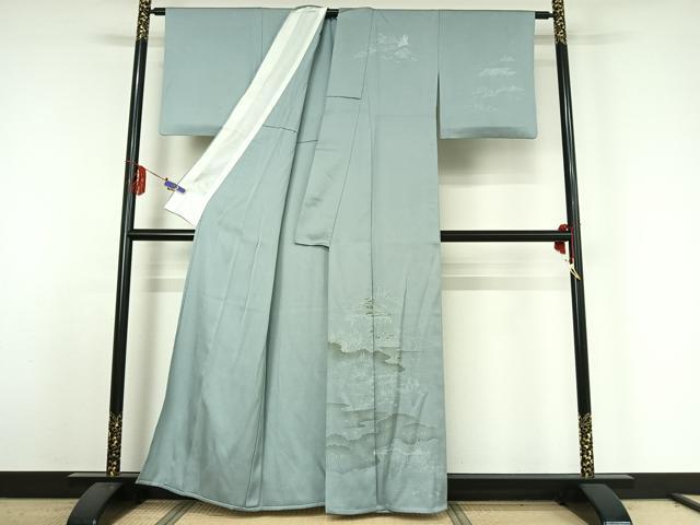 平和屋着物▽訪問着 単衣 刺繍 人物風景文 金彩 金糸 正絹 逸品 AABE4263jh