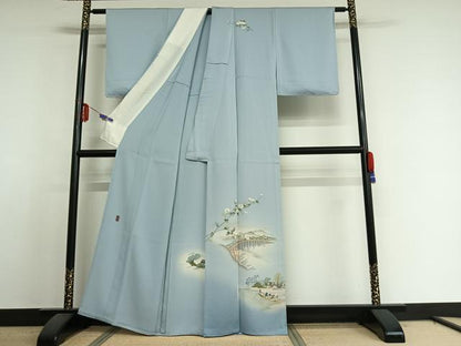 平和屋着物▽訪問着　単衣　作家物　人物風景花文　暈し染め　正絹　逸品　AABE4264jh