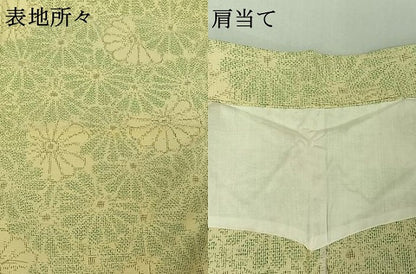 平和屋着物▽上質な紬　単衣　花尽くし　正絹　逸品　AABE4267jh