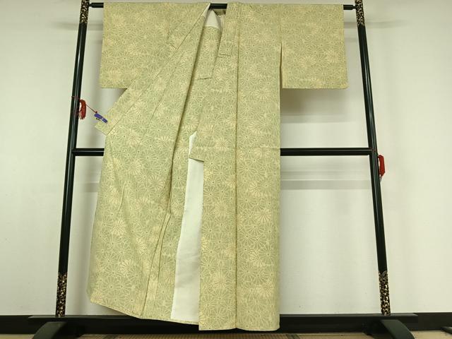 平和屋着物▽上質な紬　単衣　花尽くし　正絹　逸品　AABE4267jh