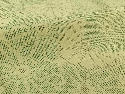 平和屋着物▽上質な紬　単衣　花尽くし　正絹　逸品　AABE4267jh
