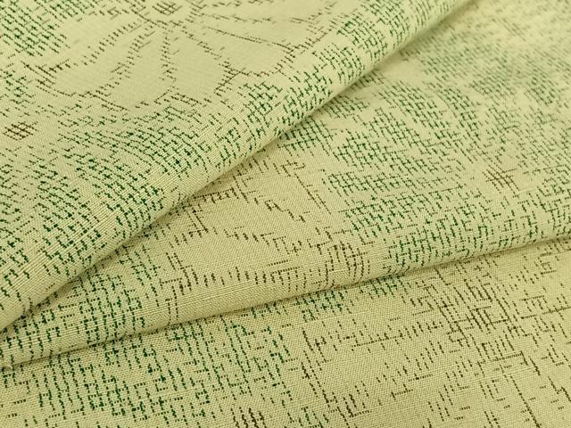 平和屋着物▽上質な紬　単衣　花尽くし　正絹　逸品　AABE4267jh