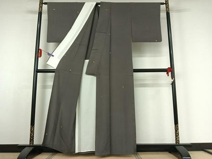 平和屋着物▽上質な小紋 単衣 箔散らし文様 金彩 正絹 逸品 AABE4268jh
