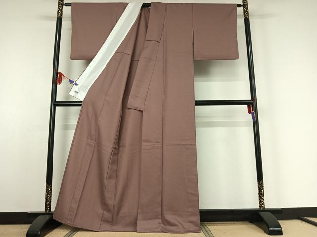 平和屋着物▽色無地 単衣 菱地紋 紅藤色 高島屋扱い 洗える着物 AABE4269jh