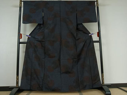 平和屋着物▽本場大島紬　単衣　草葉文　正絹　逸品　AABE4270jh