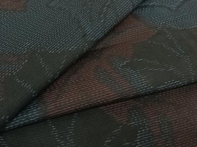 平和屋着物▽本場大島紬　単衣　草葉文　正絹　逸品　AABE4270jh