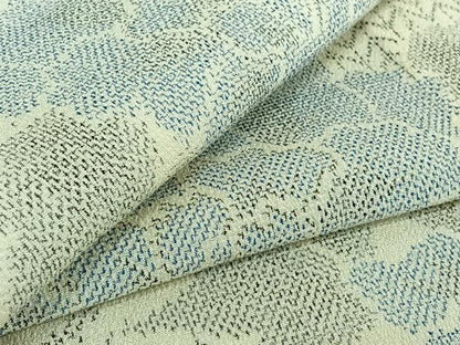 平和屋着物▽本塩沢 単衣 草花文 正絹 逸品 AABE4271jh