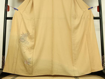 平和屋着物▽訪問着 単衣 中国三大刺繍 スワトウ刺繍 汕頭刺繍 総刺繍 御所車花文 暈し染め 正絹 逸品 AABE4274jh