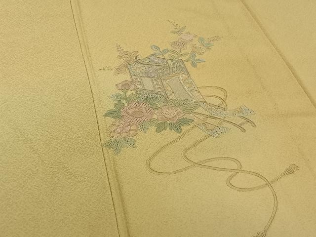 平和屋着物▽訪問着 単衣 中国三大刺繍 スワトウ刺繍 汕頭刺繍 総刺繍 御所車花文 暈し染め 正絹 逸品 AABE4274jh
