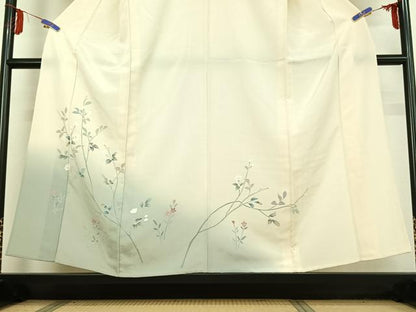 平和屋着物▽訪問着　単衣　友禅　枝花文　正絹　逸品　AABE4275jh
