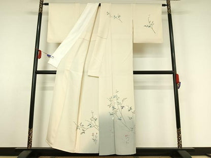 平和屋着物▽訪問着　単衣　友禅　枝花文　正絹　逸品　AABE4275jh
