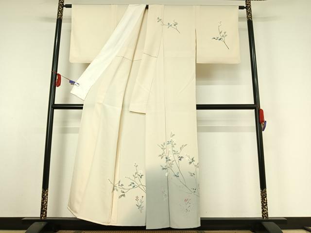平和屋着物▽訪問着　単衣　友禅　枝花文　正絹　逸品　AABE4275jh
