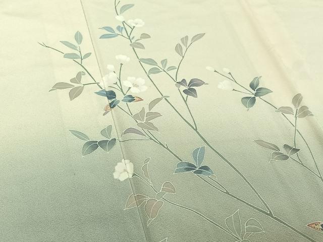 平和屋着物▽訪問着　単衣　友禅　枝花文　正絹　逸品　AABE4275jh