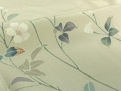 平和屋着物▽訪問着　単衣　友禅　枝花文　正絹　逸品　AABE4275jh